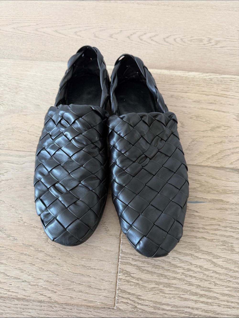 Bottega Veneta Black Woven Leather Slip-On Loafers 40